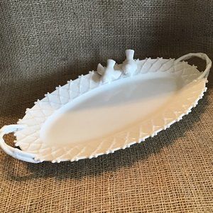 14" Oval Serving China Platter / Serving Plate Victorian Bird